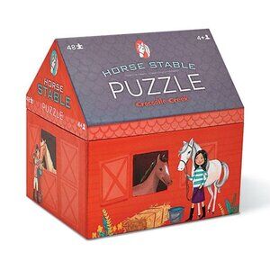 Crocodile Creek Floor Barn Shaped Box Puzzle - Horse Stable 20”x27” 36 Pieces 3+